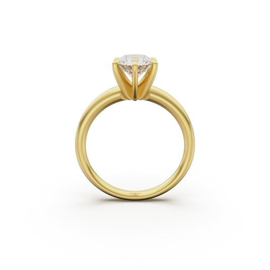 18k Yellow Gold Classic Six-Prong Solitaire Engagement Ring - Circle of Diamond