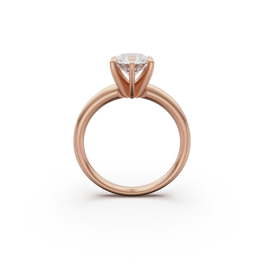 18k Rose Gold Classic Six-Prong Solitaire Engagement Ring - Circle of Diamond