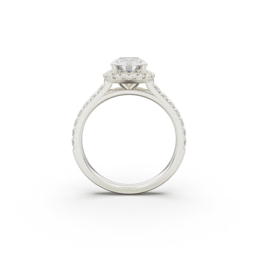 18K White Gold Floating Halo Diamond Engagement Ring - Circle of Diamond