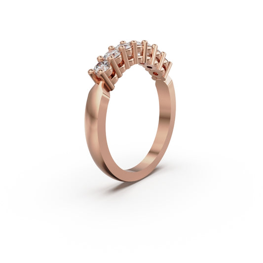 18K Rose Gold Seven Stone Diamond Anniversary Ring - Circle of Diamond