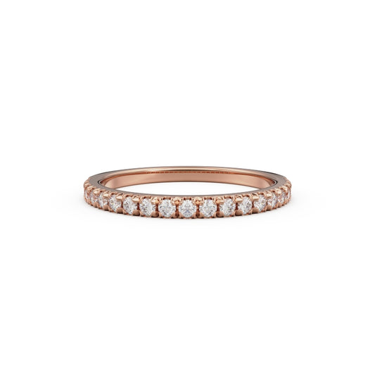 18K Rose Gold French Pavé Diamond Anniversary Ring - Circle of Diamond