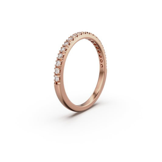 18K Rose Gold French Pavé Diamond Anniversary Ring - Circle of Diamond