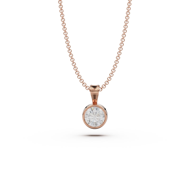 18K Rose Gold Bezel Diamond Pendant - Circle of Diamond