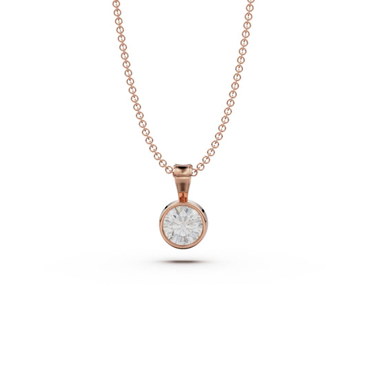 18K Rose Gold Bezel Diamond Pendant - Circle of Diamond