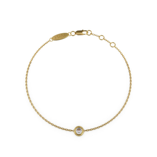 18K Yellow Gold Bezel Round Cut Diamond Bracelet - Circle of Diamond