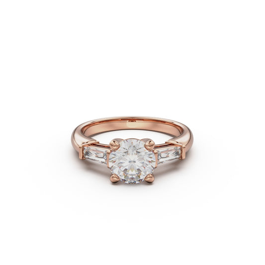 18K Rose Gold Tapered Baguette Diamond Engagement Ring - Circle of Diamond