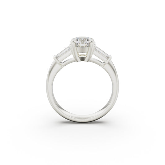 18K White Gold Tapered Baguette Diamond Engagement Ring - Circle of Diamond