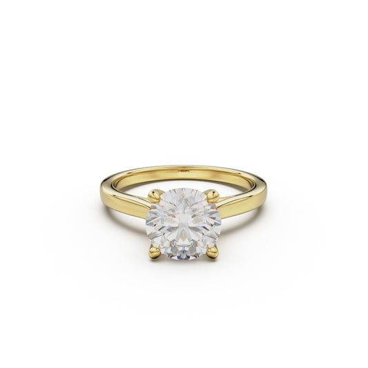 18k Yellow Gold Cross Over Four-Prong Solitaire Engagement Ring - Circle of Diamond