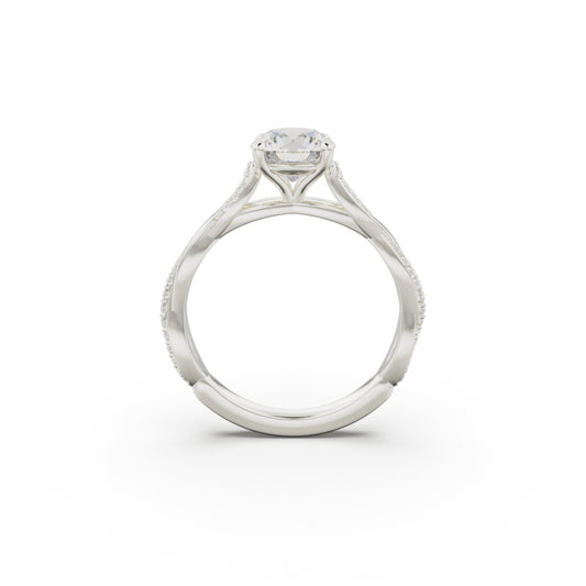 18K White Gold Petite Twist Diamond Engagement Ring - Circle of Diamond