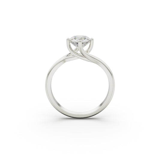 18K White Gold Twist Solitaire Engagement Ring - Circle of Diamond