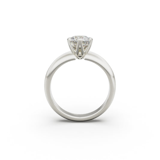 18K White Gold Six Prong Knife Edged Solitaire Engagement Ring - Circle of Diamond