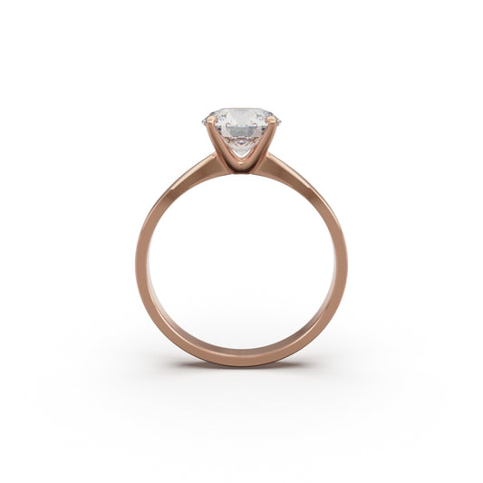 18K Rose Gold Comfort Fit Solitaire Engagement Ring - Circle of Diamond
