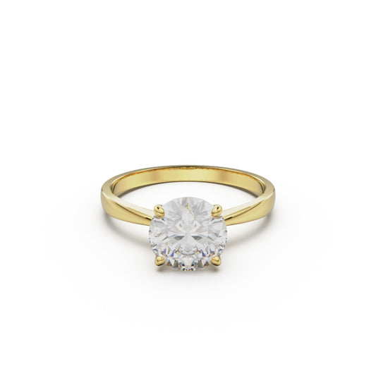 18K Yellow Gold Comfort Fit Solitaire Engagement Ring - Circle of Diamond