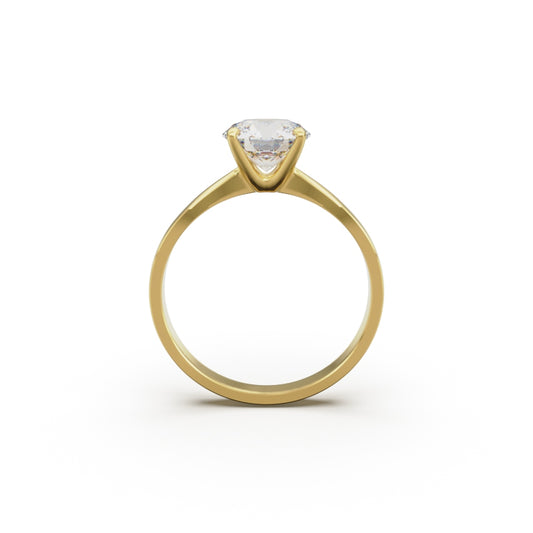 18K Yellow Gold Comfort Fit Solitaire Engagement Ring - Circle of Diamond