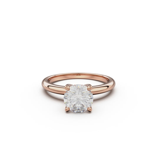 18k Rose Gold Classic Four-Prong Solitaire Engagement Ring - Circle of Diamond