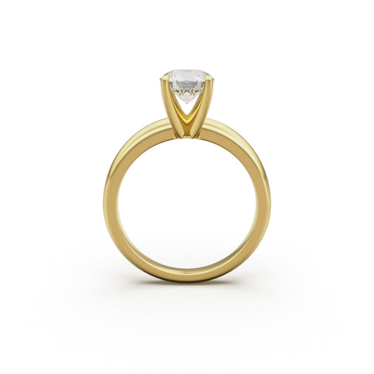 18k Yellow Gold Classic Four-Prong Solitaire Engagement Ring - Circle of Diamond