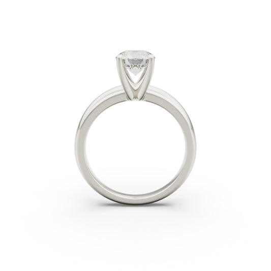 18k White Gold Classic Four-Prong Solitaire Engagement Ring - Circle of Diamond