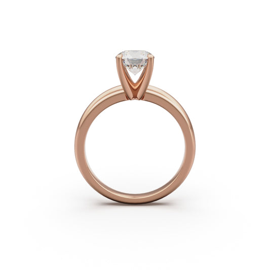 18k Rose Gold Classic Four-Prong Solitaire Engagement Ring - Circle of Diamond