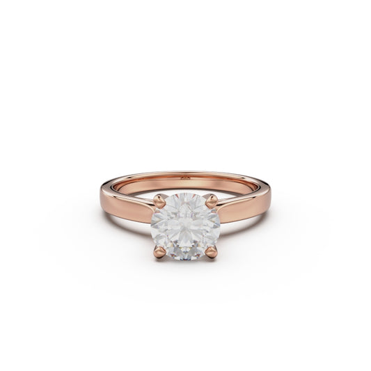 18K Rose Gold Petite Cathedral Solitaire Engagement Ring - Circle of Diamond