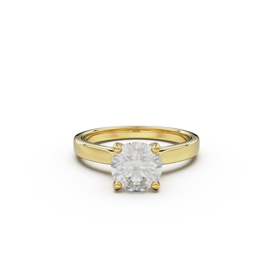 18K Yellow Gold Petite Cathedral Solitaire Engagement Ring - Circle of Diamond