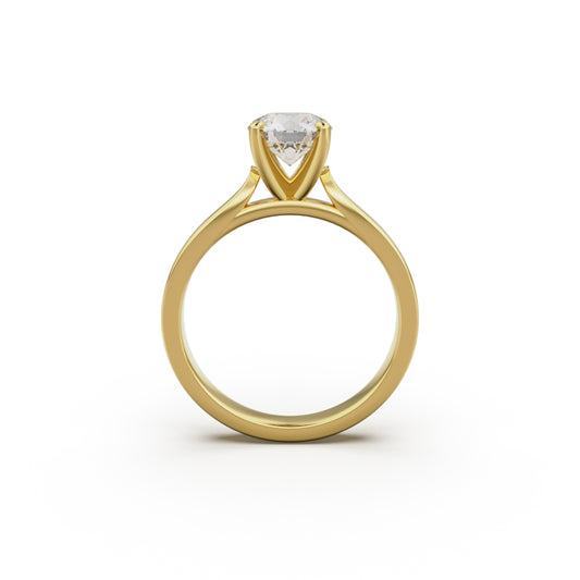 18K Yellow Gold Petite Cathedral Solitaire Engagement Ring - Circle of Diamond