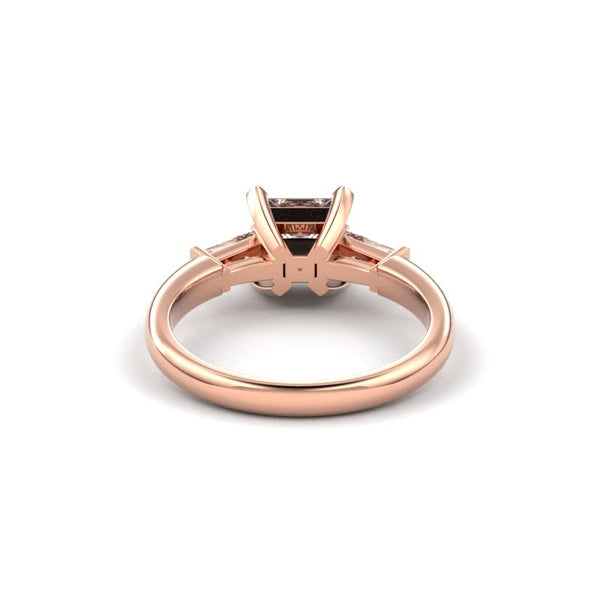 18K Rose Gold Princess Shaped Tapered Baguette Diamond Engagement Ring - Circle of Diamond