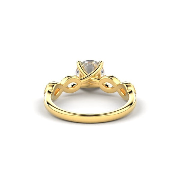 18K Yellow Gold Petite Twist Diamond Engagement Ring - Circle of Diamond