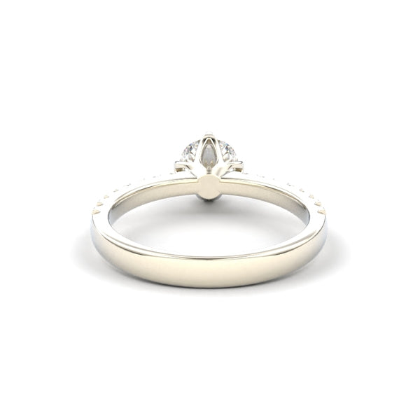 18K White Gold Petite Flower Four Prong Engagement Ring - Circle of Diamond