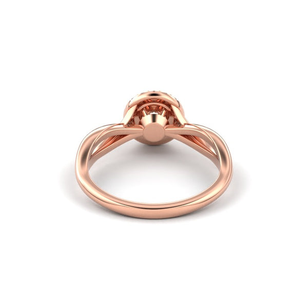 18K Rose Gold Twisted Shank Contemporary Halo Diamond Engagement Ring - Circle of Diamond