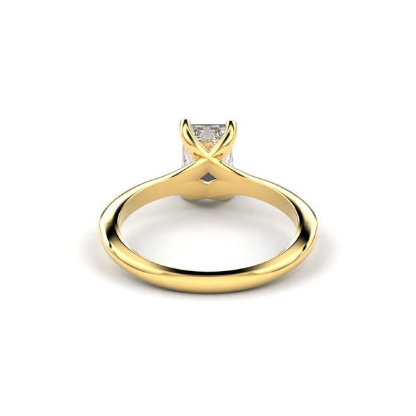 18K Yellow Gold Radiant Cut Split Shank Knife Edged Solitaire Engagement Ring - Circle of Diamond