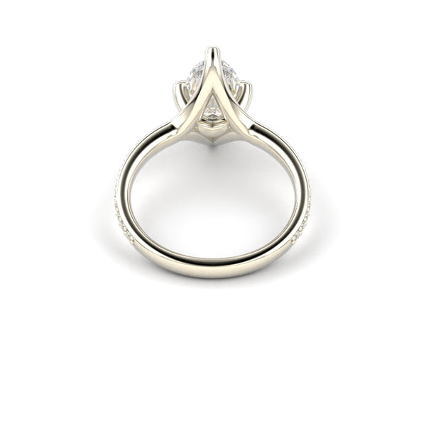 18K White Gold Marquise Shaped East-West Shared Prong Engagement Ring - Circle of Diamond