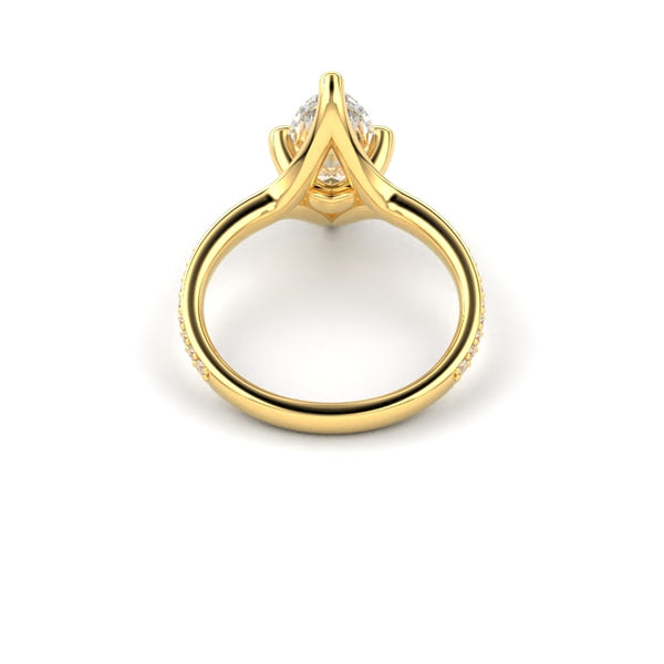 18K Yellow Gold Marquise Shaped East-West Shared Prong Engagement Ring - Circle of Diamond