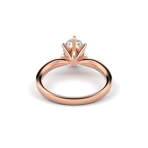 18K Rose Gold Oval Shaped Six Prong Solitaire Engagement Ring - Circle of Diamond