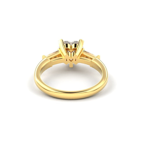 18K Yellow Gold Heart Shaped Tapered Baguette Diamond Engagement Ring - Circle of Diamond