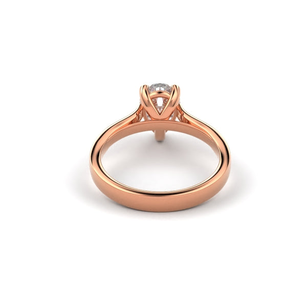 18K Rose Gold Pear Shaped Cathedral Solitaire Engagement Ring - Circle of Diamond