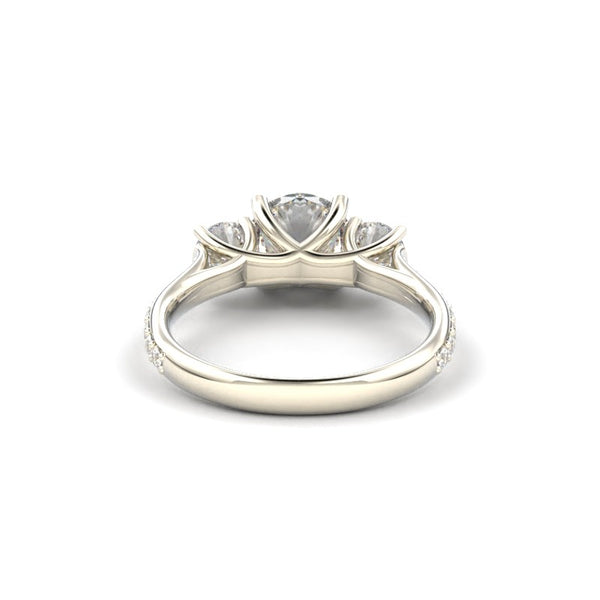 18K White Gold Trio Diamond Engagement Ring - Circle of Diamond