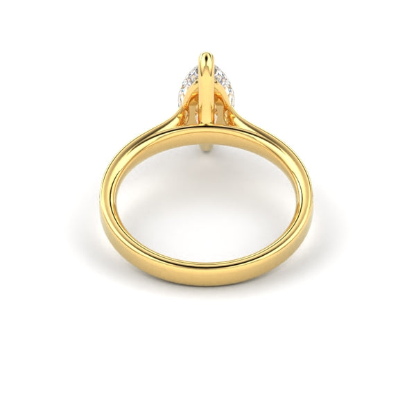 18K Yellow Gold Marquise Shaped Channel Set Princess Cut Diamond Engagement Ring - Circle of Diamond