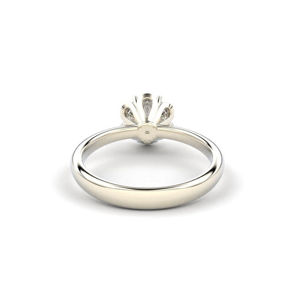 18K White Gold Crown Diamond Engagement Ring - Circle of Diamond