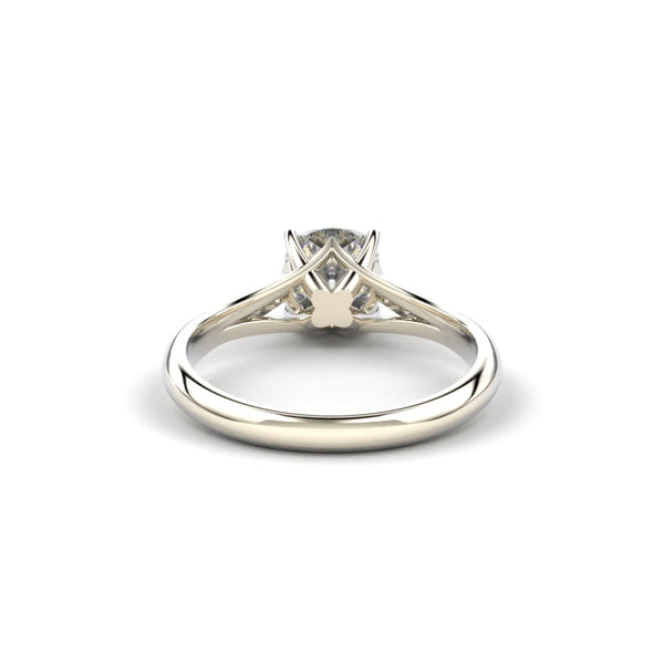 18K White Gold Cushion Shaped Split Shank Solitaire Engagement Ring - Circle of Diamond