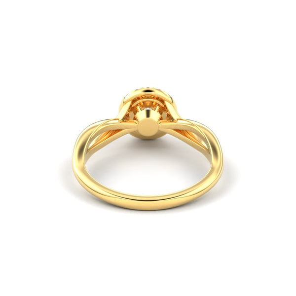 18K Yellow Gold Twisted Shank Contemporary Halo Diamond Engagement Ring - Circle of Diamond