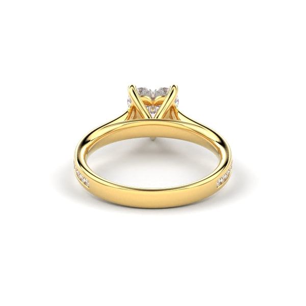 18K Yellow Gold Heart Shaped Thin Channel Set Diamond Engagement Ring - Circle of Diamond