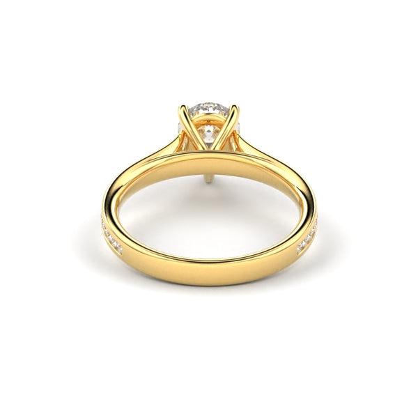 18K Yellow Gold Pear Shaped Thin Channel Set Engagement Ring - Circle of Diamond