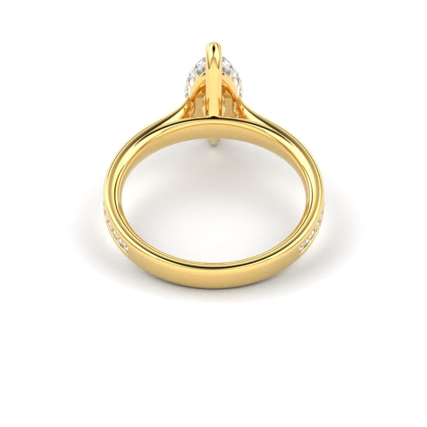 18K Yellow Gold Marquise Shaped Thin Channel Set Diamond Engagement Ring - Circle of Diamond