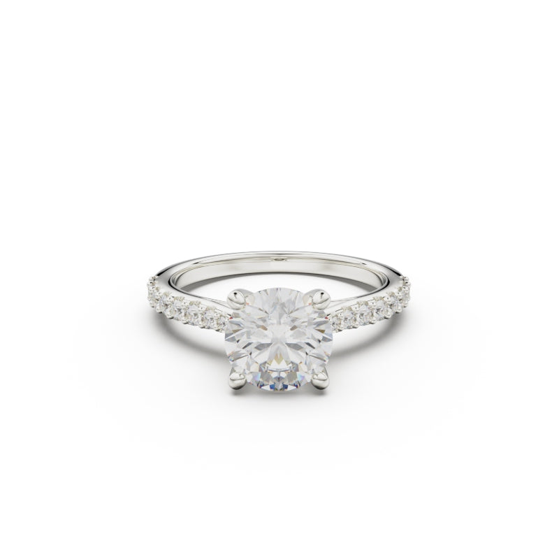 18K White Gold Pavé Cross Over Engagement Ring