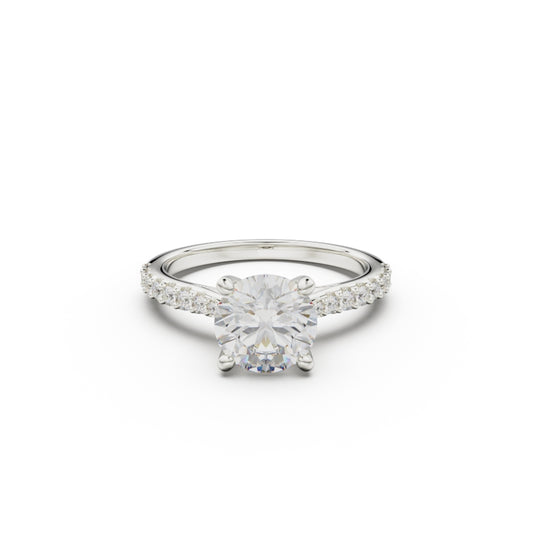 18K White Gold Pavé Cross Over Engagement Ring