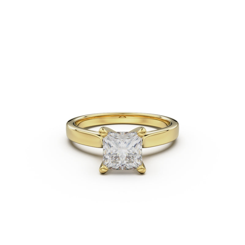 18K Yellow Gold Petite Cathedral Solitaire Engagement Ring - Circle of Diamond
