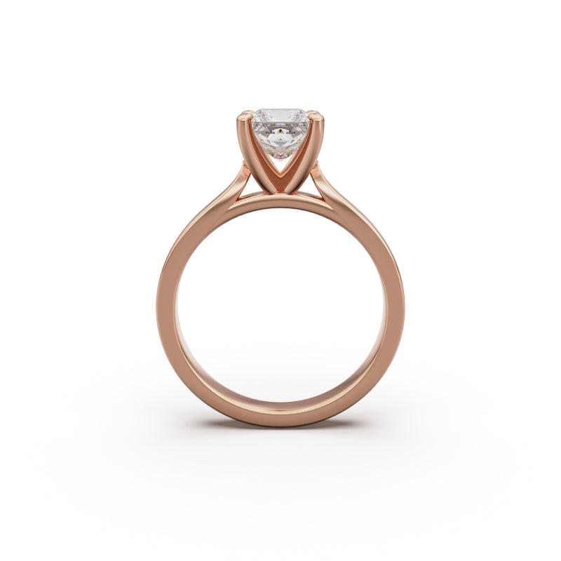 18K Rose Gold Petite Cathedral Solitaire Engagement Ring - Circle of Diamond