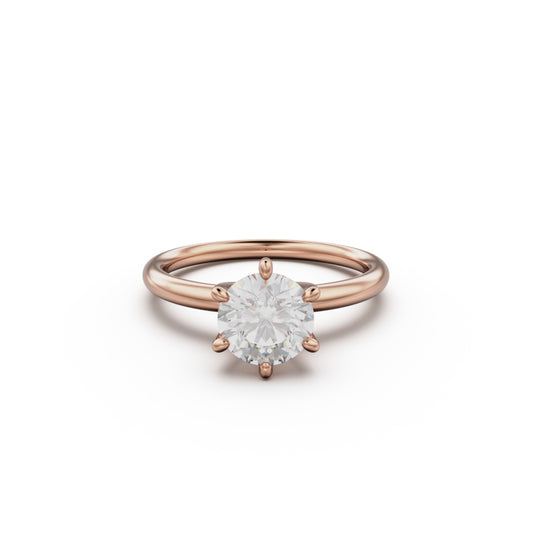 18k Rose Gold Classic Six-Prong Solitaire Engagement Ring