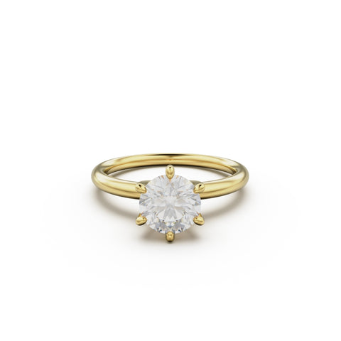 18k Yellow Gold Classic Six-Prong Solitaire Engagement Ring