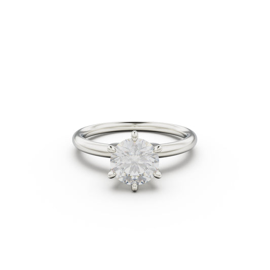 18k White Gold Classic Six-Prong Solitaire Engagement Ring